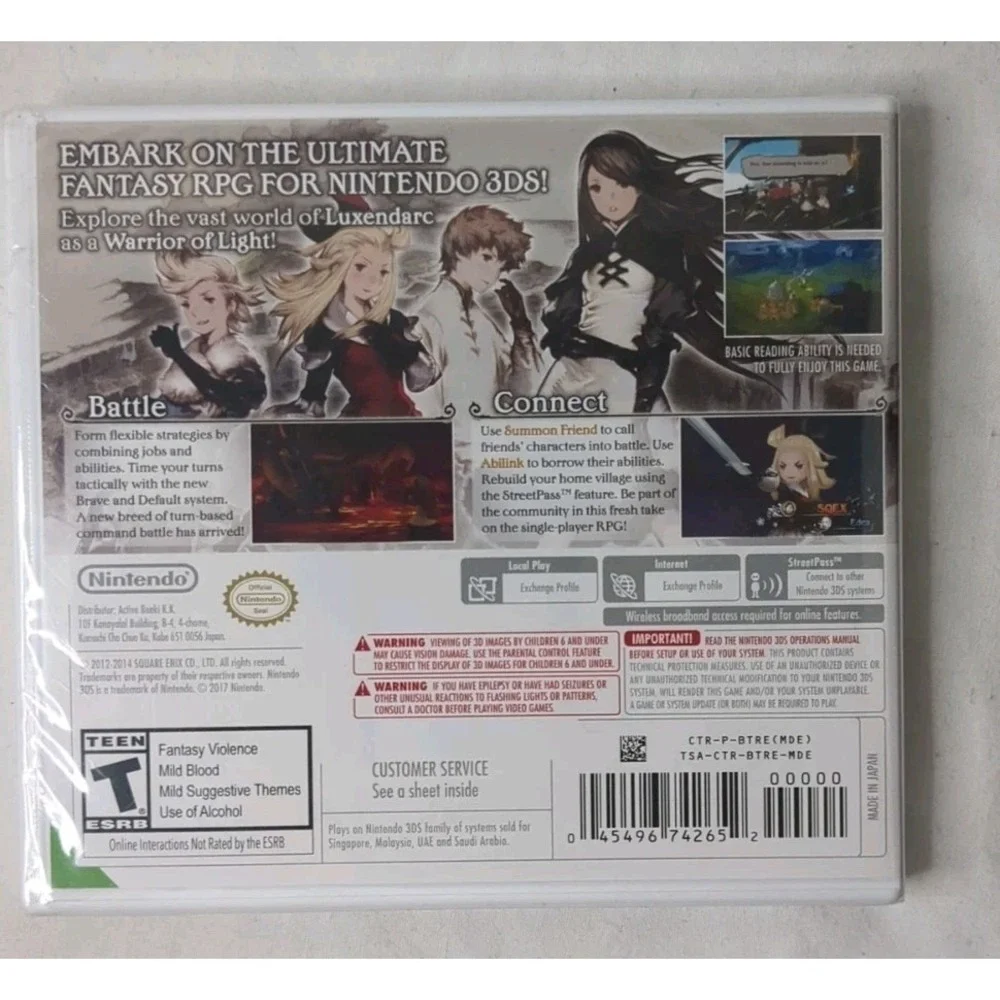 Bravely Default 3DS (Brand New Factory Sealed US Version) Nintendo 3DS‎